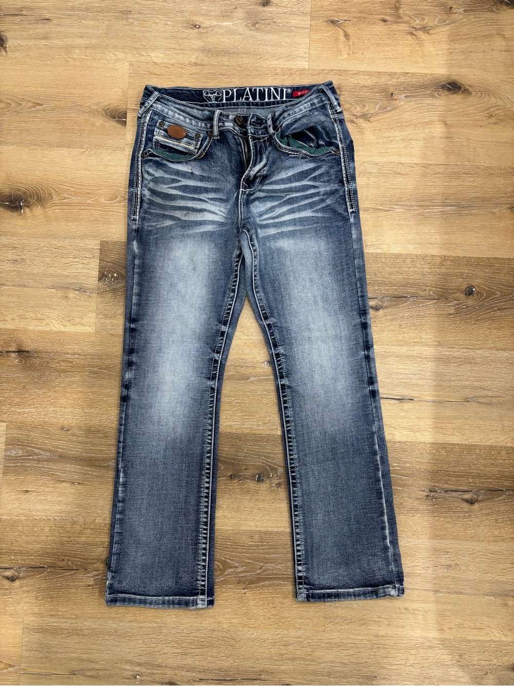 Men's Faded Blue Boot-cut Jeans